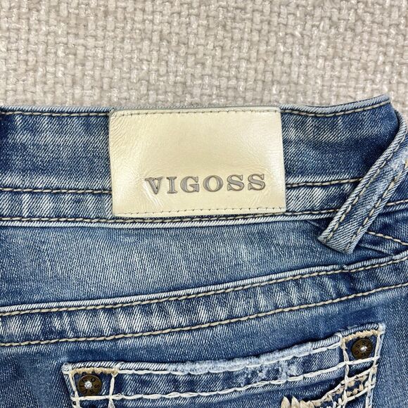 Vigoss Jeans The Chelsea Boot Cut Women's Size 7/8 Stretch Distressed Blue Denim - Picture 7 of 15